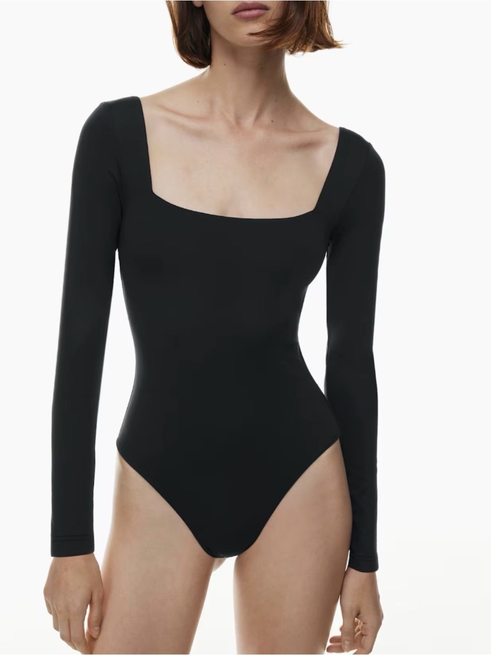 Babaton x Aritzia Contour Square Neck Long Sleeve Bodysuit Black Medium